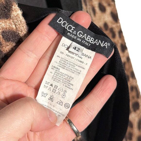 Dolce & Gabbana Leopard Print Cotton Tweed Sleeveless Mini Dress - Picture 7 of 7